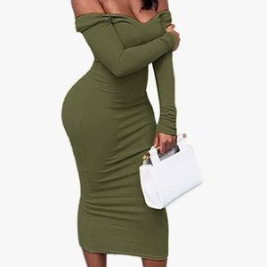 Cosygal slim off shoulder maxi sweater dress